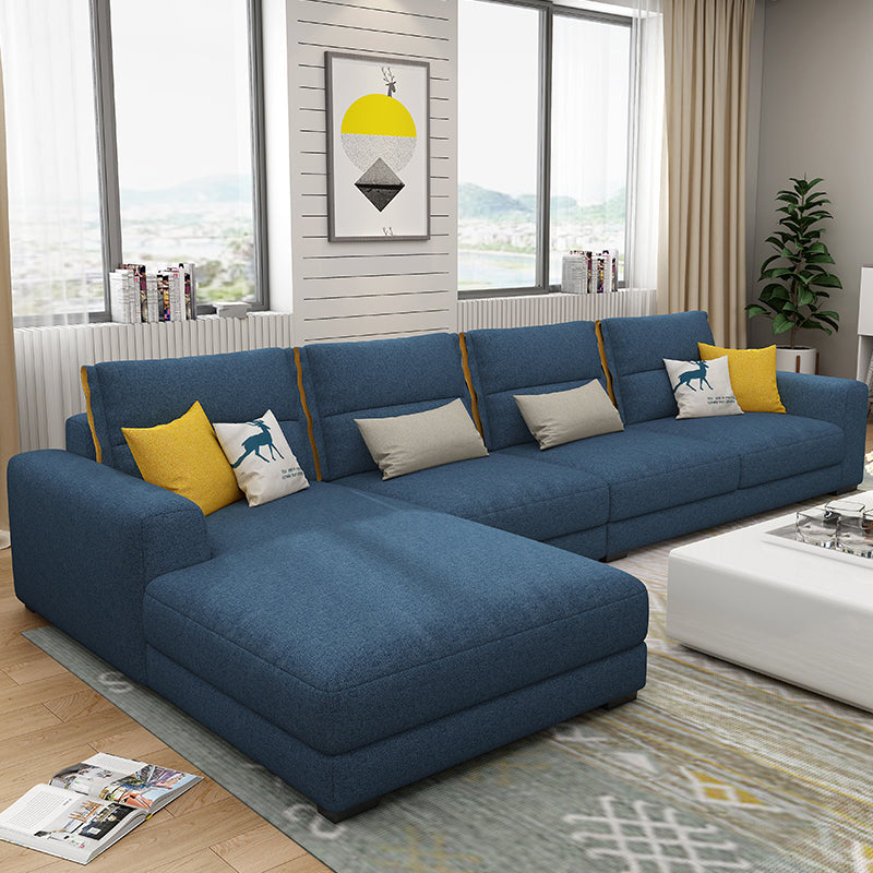 Scandinavian Cotton Blend Square Arm Sofa & Chaise for Living Room