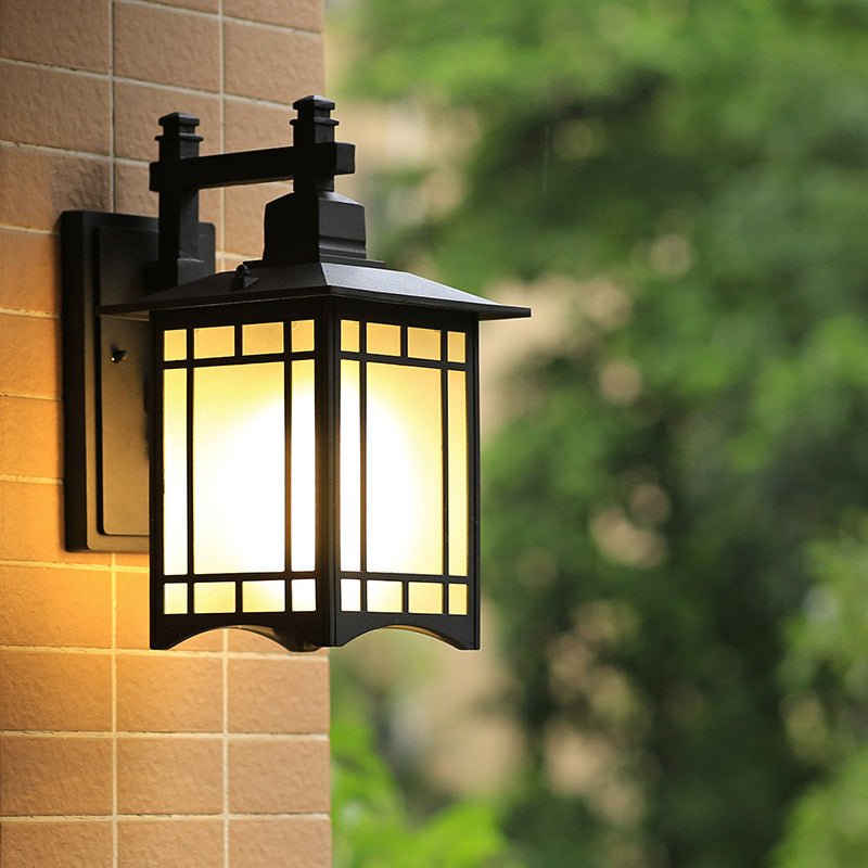 Tokyo Pavilion Black Pavilion Light Aymat Rustic Milk Grosted Verre 1-HEAD LAMP MUR MUR SURDOOR