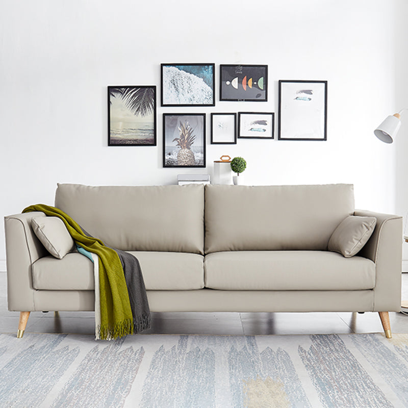 Contemporary Faux Leather Square Arm Sofa Cushions Standard Sofa
