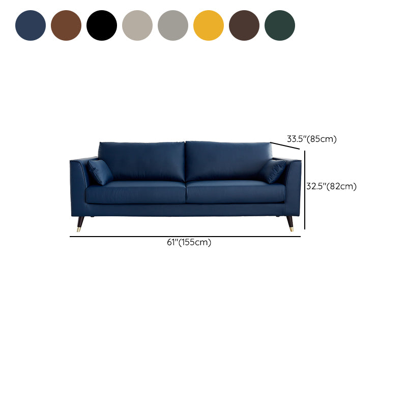 Contemporary Faux Leather Square Arm Sofa Cushions Standard Sofa