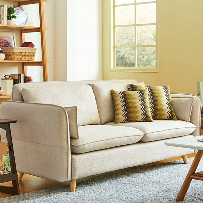 Contemporary Square Arm Cushions Sofa Fabric Standard Settee