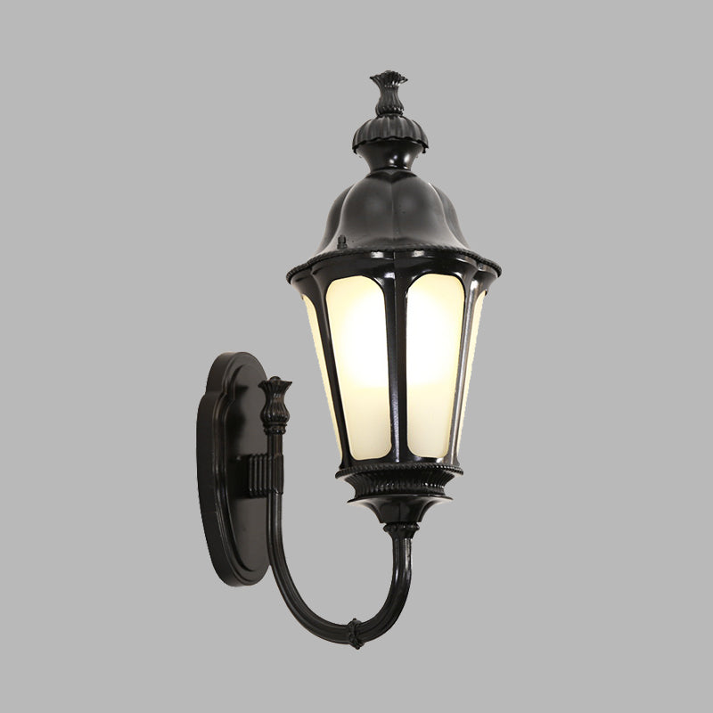 Lodges Plum Blossom Wall Mount Lighting 1 Light Metallic Wall Lamp Sconce in Black with Frosted Glass Shade
