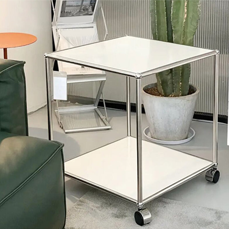 16.5" W Square End Table Modern 1-Shelf Side Table with Casters