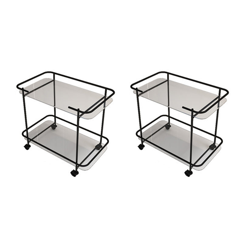Contemporary Glass End Table with Casters Shelf Included 25.6"w Side Table