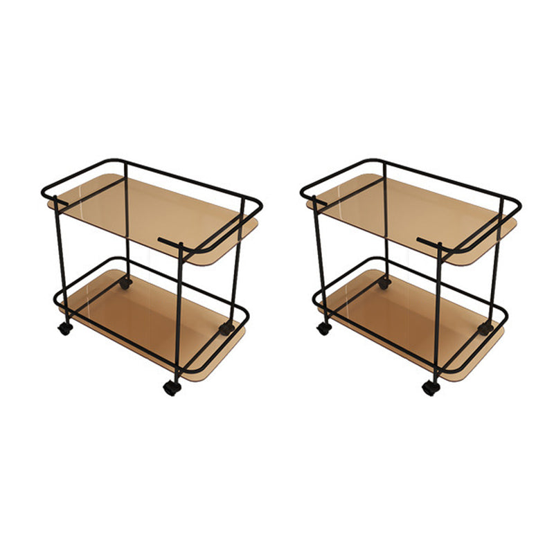 Contemporary Glass End Table with Casters Shelf Included 25.6"w Side Table