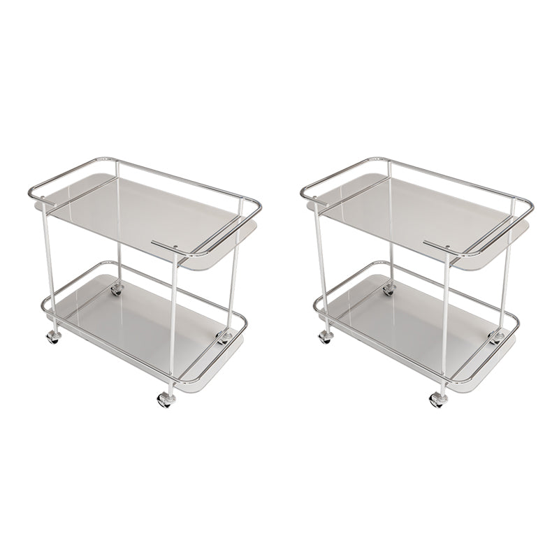 Contemporary Glass End Table with Casters Shelf Included 25.6"w Side Table