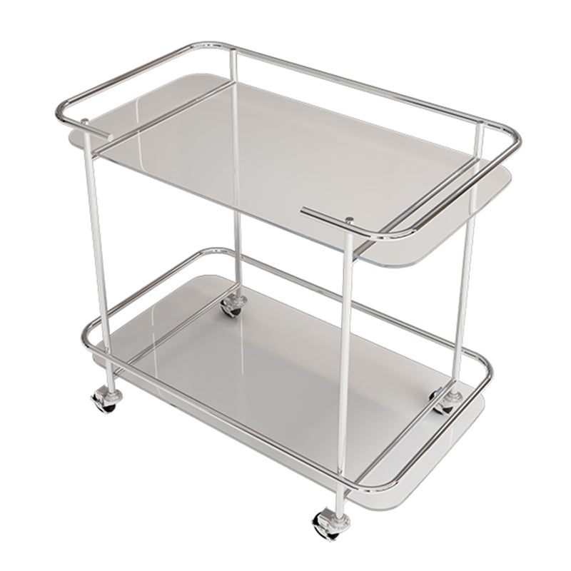 Contemporary Glass End Table with Casters Shelf Included 25.6"w Side Table