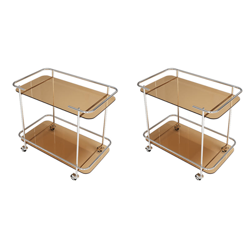 Contemporary Glass End Table with Casters Shelf Included 25.6"w Side Table
