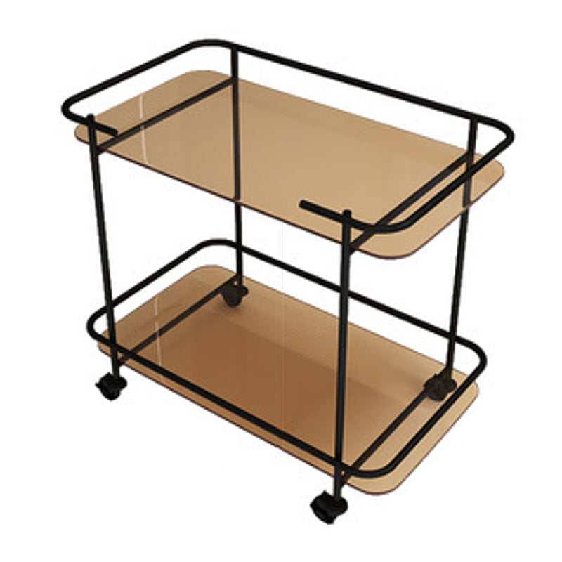 Contemporary Glass End Table with Casters Shelf Included 25.6"w Side Table