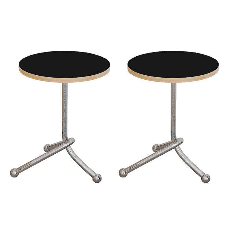 Modern Steel 3 Legs End Table Dia 11" Wood Top Bedside Table