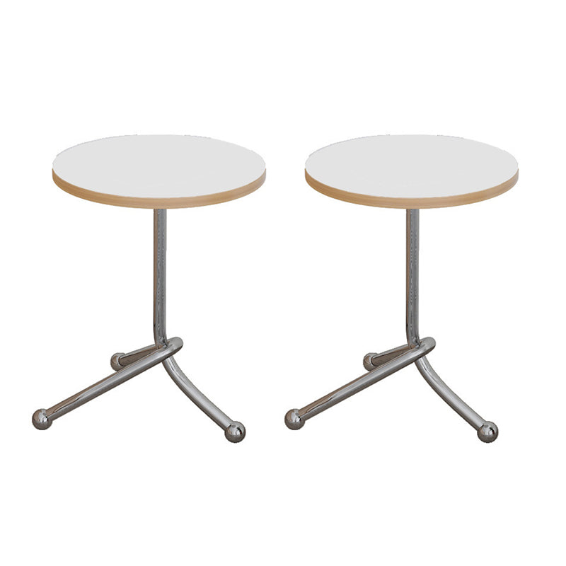 Modern Steel 3 Legs End Table Dia 11" Wood Top Bedside Table