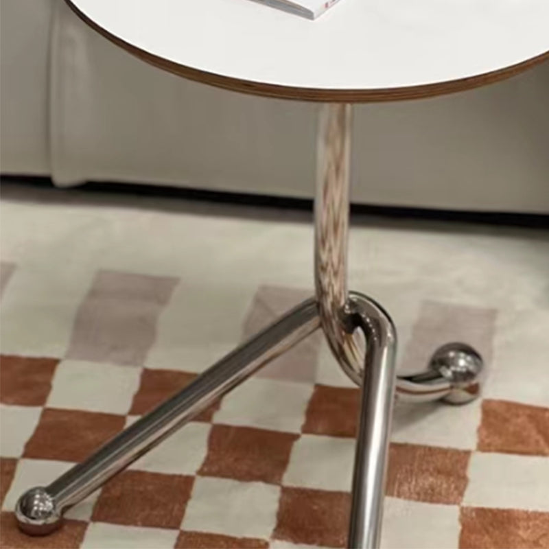 Modern Steel 3 Legs End Table Dia 11" Wood Top Bedside Table