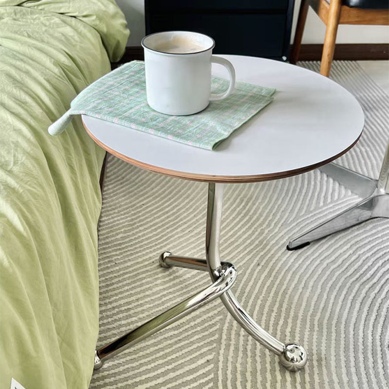 Modern Steel 3 Legs End Table Dia 11" Wood Top Bedside Table