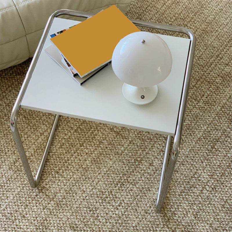 17.7" W Modern C Side Table Rectangular Glass/Wood Top End Table