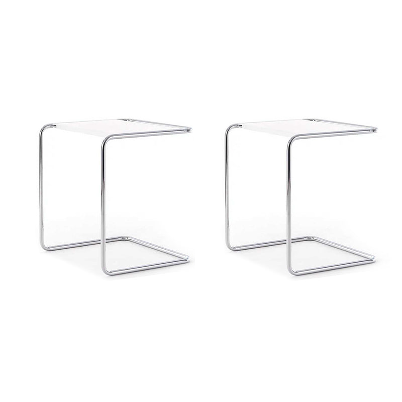 17.7" W Modern C Side Table Rectangular Glass/Wood Top End Table