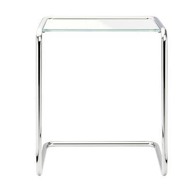17.7" W Modern C Side Table Rectangular Glass/Wood Top End Table