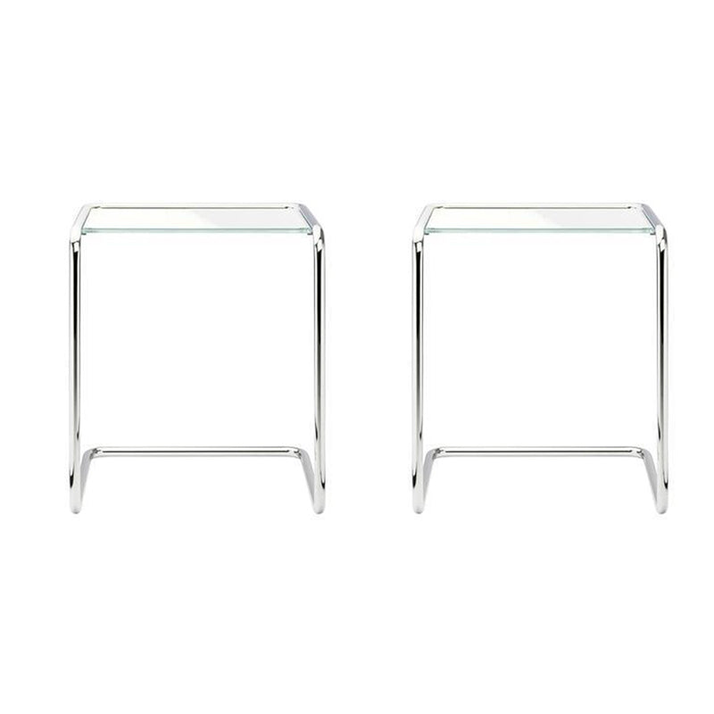 17.7" W Modern C Side Table Rectangular Glass/Wood Top End Table