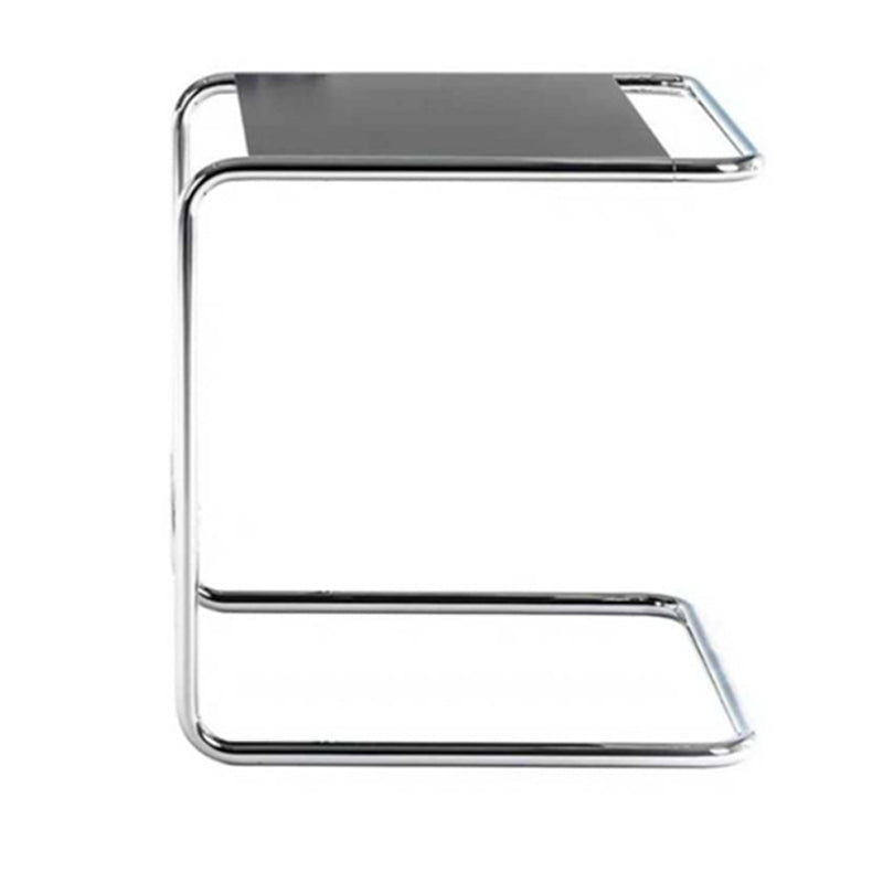 17.7" W Modern C Side Table Rectangular Glass/Wood Top End Table
