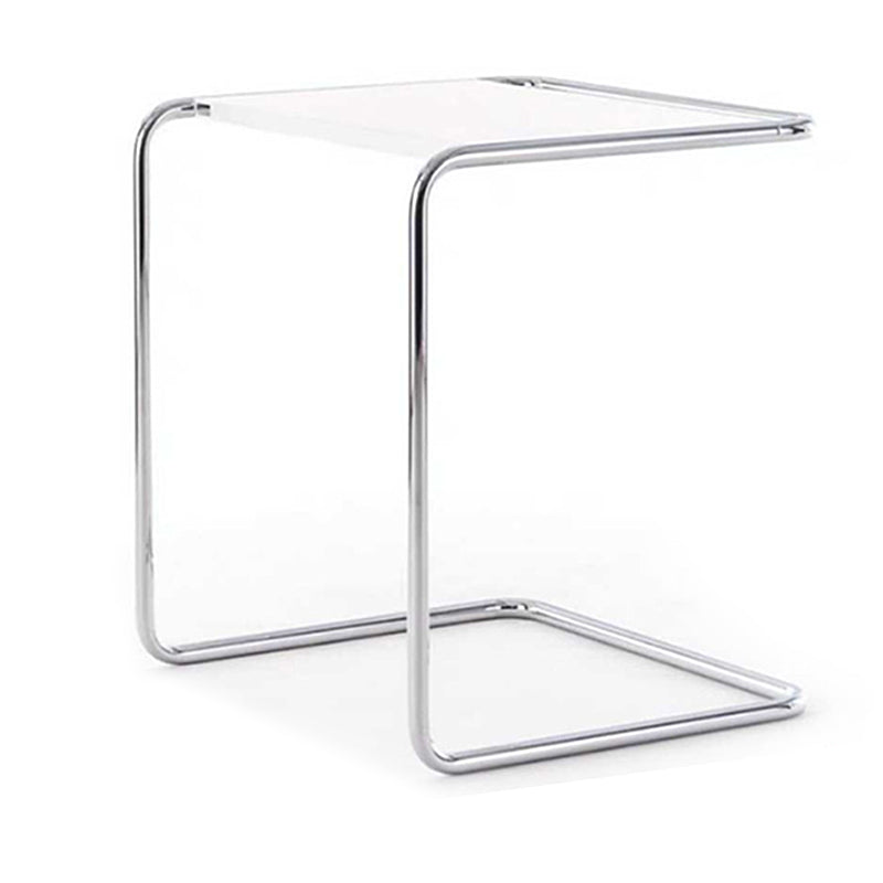 17.7" W Modern C Side Table Rectangular Glass/Wood Top End Table