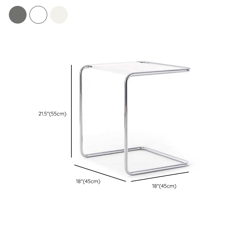 17.7" W Modern C Side Table Rectangular Glass/Wood Top End Table