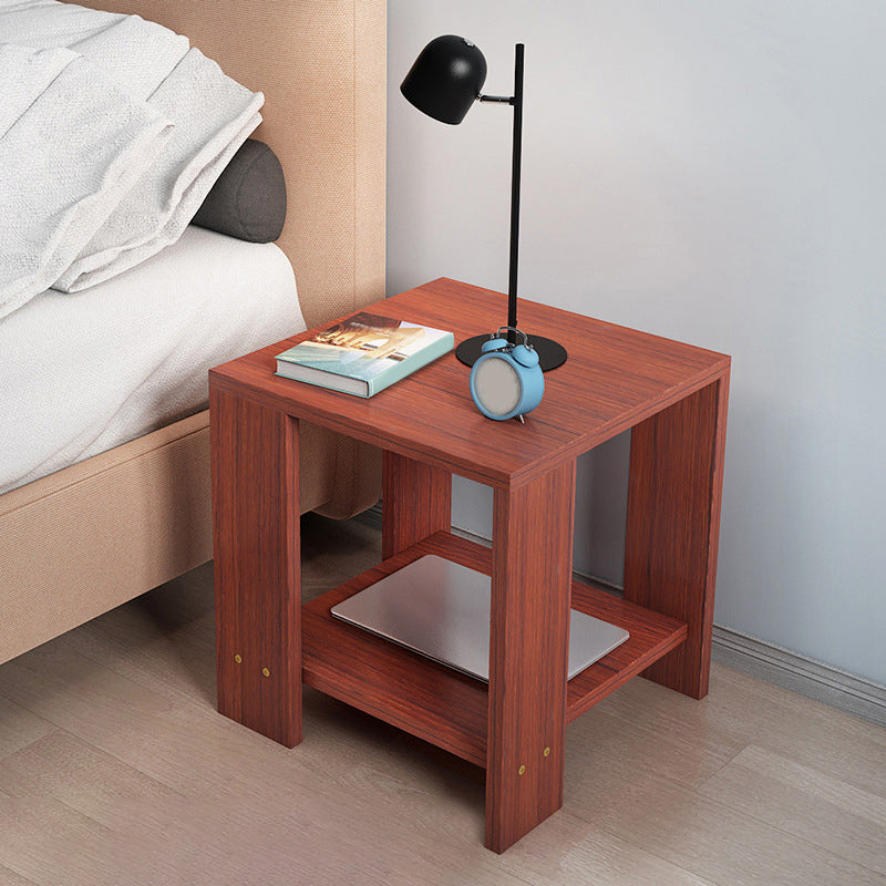 Square Wood 4 Legs End Table Shelf Included Sofa Accent Side Table