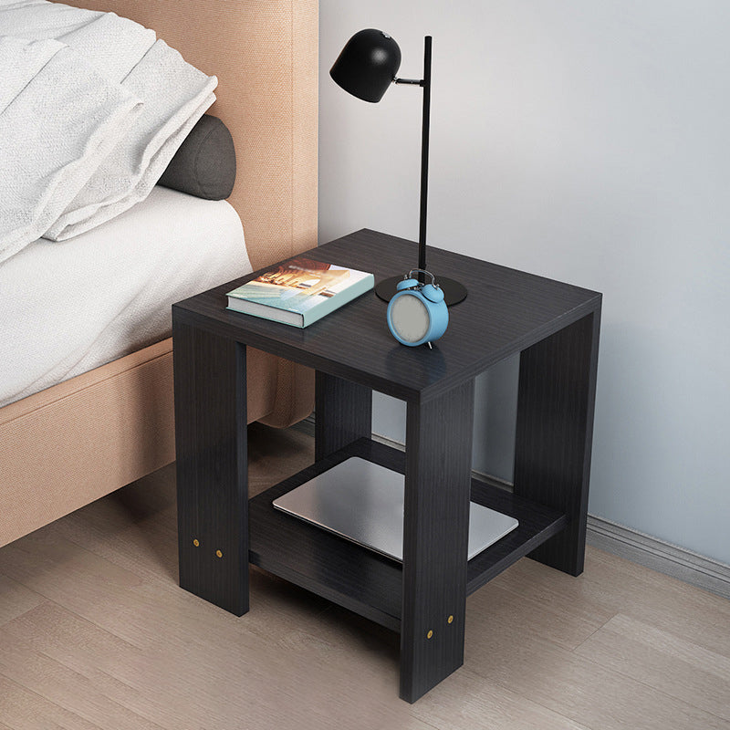 Square Wood 4 Legs End Table Shelf Included Sofa Accent Side Table