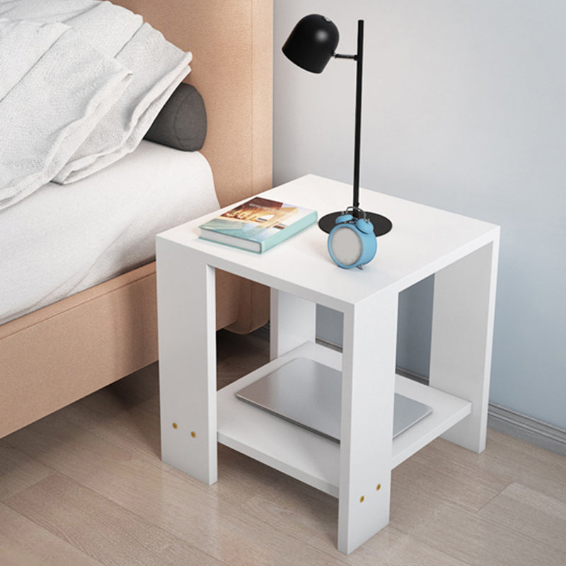 Square Wood 4 Legs End Table Shelf Included Sofa Accent Side Table