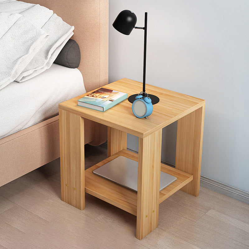 Square Wood 4 Legs End Table Shelf Included Sofa Accent Side Table