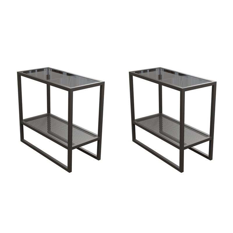 Modern Glass Sled End Table Minimalist  Rectangular Corner Table