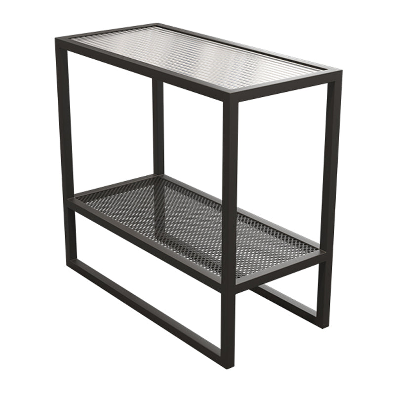 Modern Glass Sled End Table Minimalist  Rectangular Corner Table