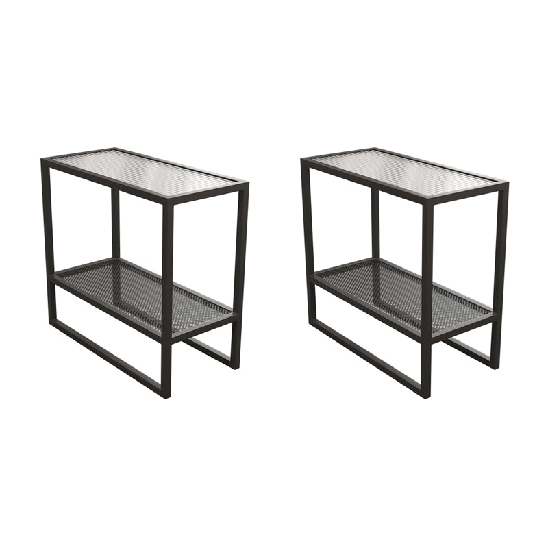 Modern Glass Sled End Table Minimalist  Rectangular Corner Table