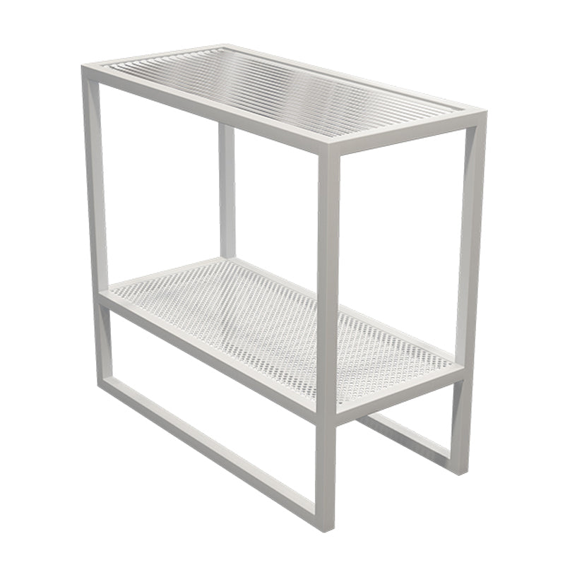 Modern Glass Sled End Table Minimalist  Rectangular Corner Table