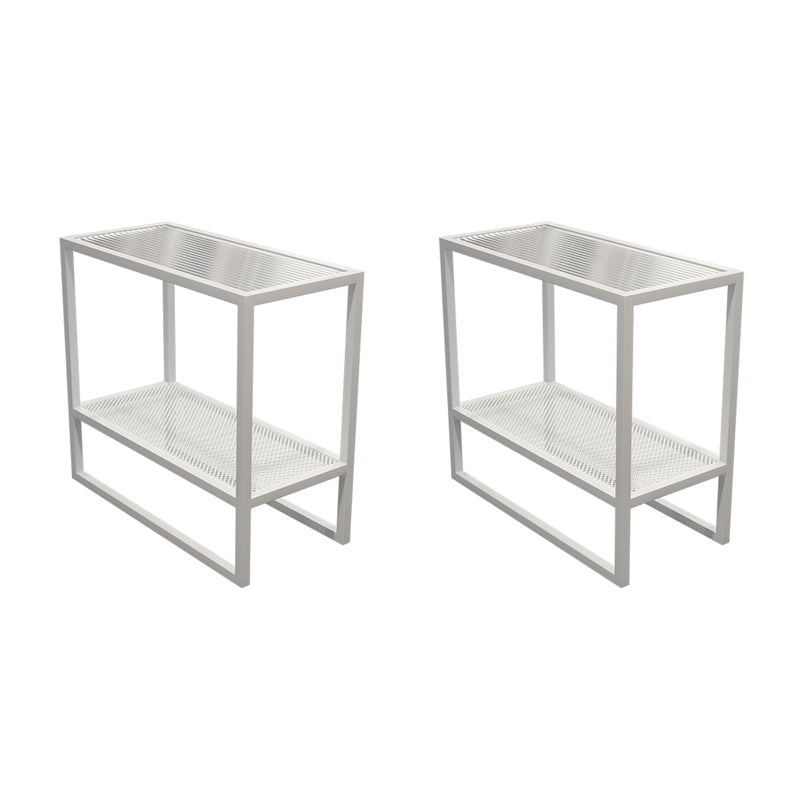 Modern Glass Sled End Table Minimalist  Rectangular Corner Table