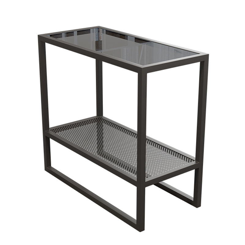Modern Glass Sled End Table Minimalist  Rectangular Corner Table