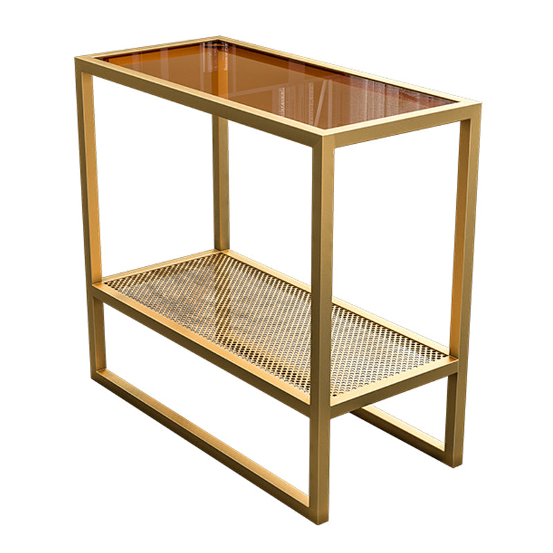 Modern Glass Sled End Table Minimalist  Rectangular Corner Table