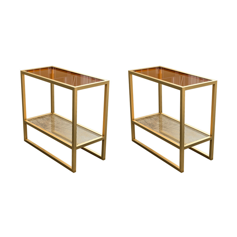 Modern Glass Sled End Table Minimalist  Rectangular Corner Table