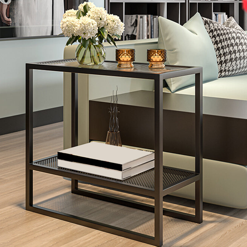 Modern Glass Sled End Table Minimalist  Rectangular Corner Table