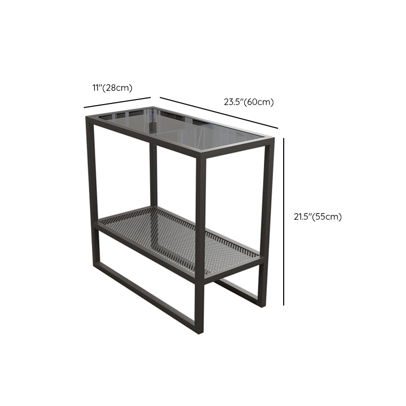 Modern Glass Sled End Table Minimalist  Rectangular Corner Table