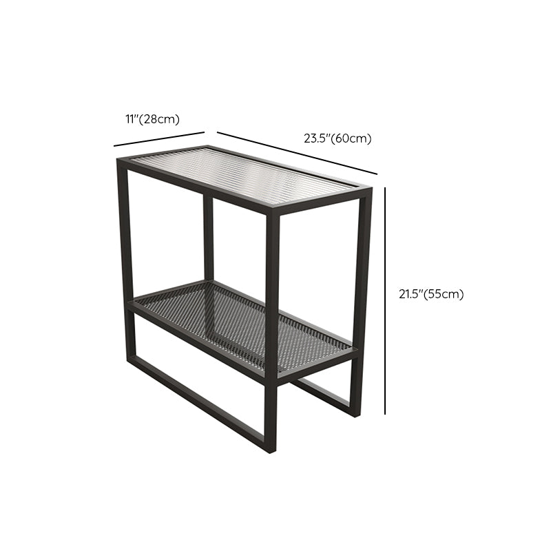 Modern Glass Sled End Table Minimalist  Rectangular Corner Table