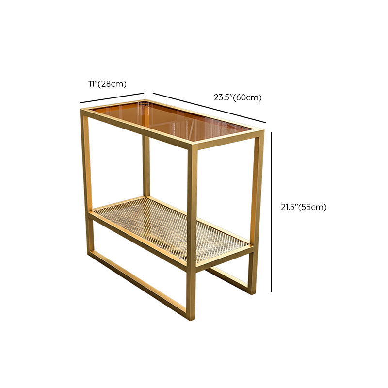 Modern Glass Sled End Table Minimalist  Rectangular Corner Table