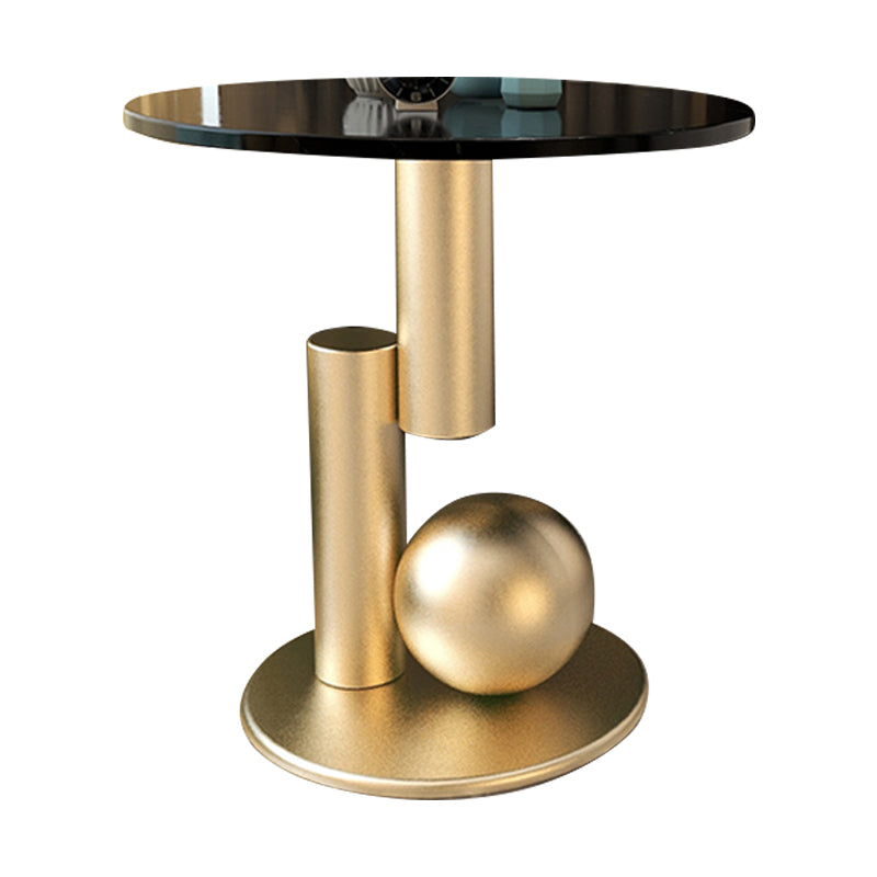 Contemporary Slate Round End Table Pedestal 21.7" Tall Sofa Side Table