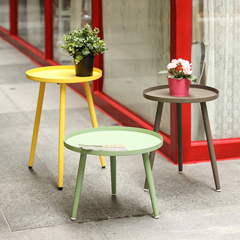 Metal Round 3 Legs End Table Minimalist Tray Top Accent Side Table