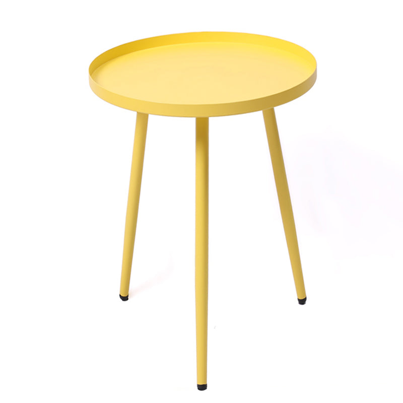 Metal Round 3 Legs End Table Minimalist Tray Top Accent Side Table