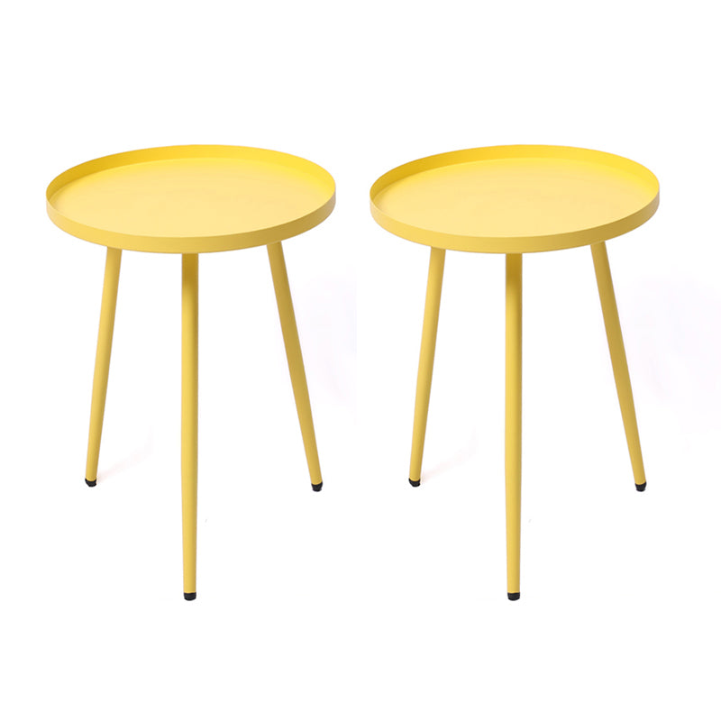 Metal Round 3 Legs End Table Minimalist Tray Top Accent Side Table