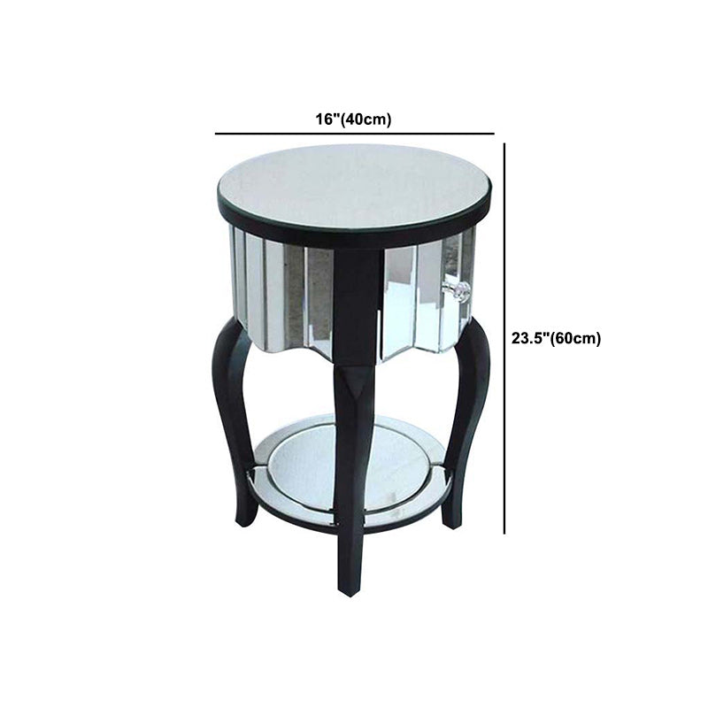 Round Glass top Side End Table Contemporary 23.6" Tall 4 Legs End Table
