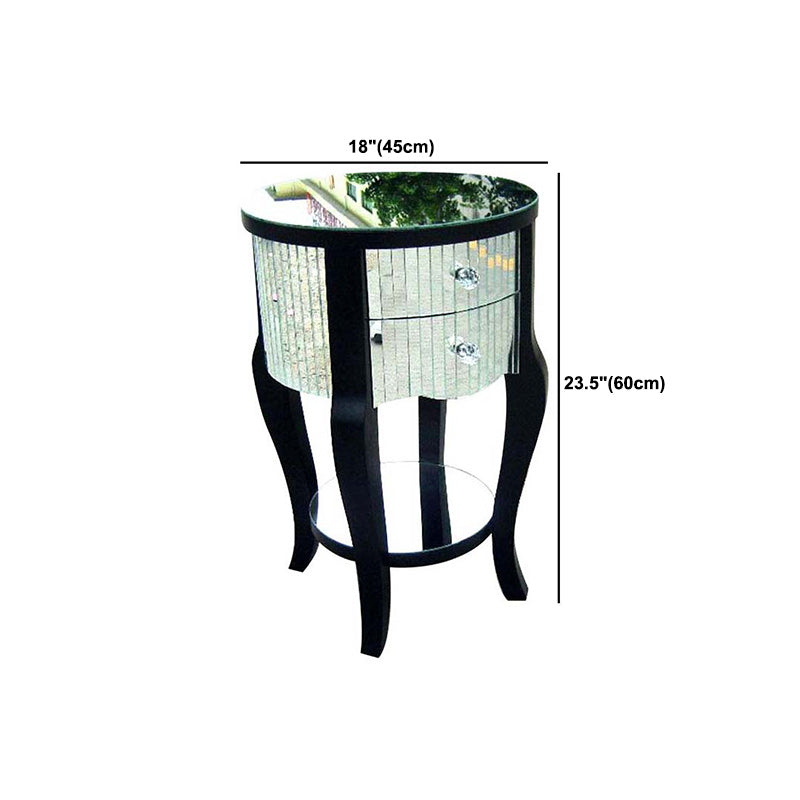 Round Glass top Side End Table Contemporary 23.6" Tall 4 Legs End Table