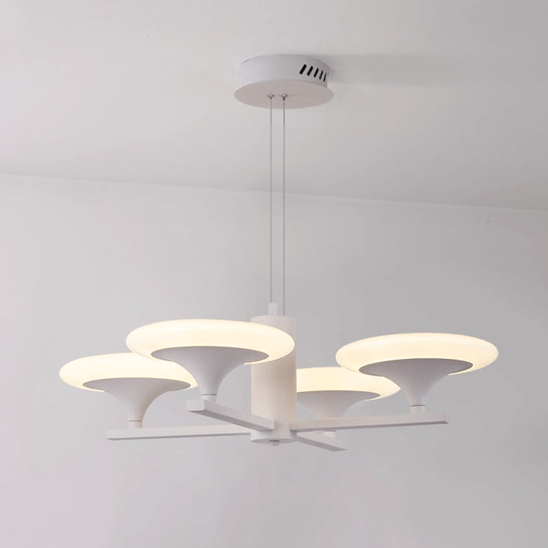 White Radial Chandelier Pendant Light Modern 5 Heads 23.5"/28" Wide Acrylic LED Up Hanging Lamp in White/Warm Light
