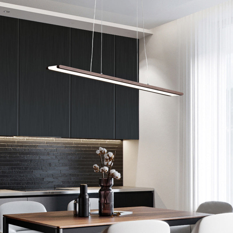 Mince rectangle vers le bas éclairage simple métallique de bureau à LED suspendu au café, chaud / blanc / lumière naturelle