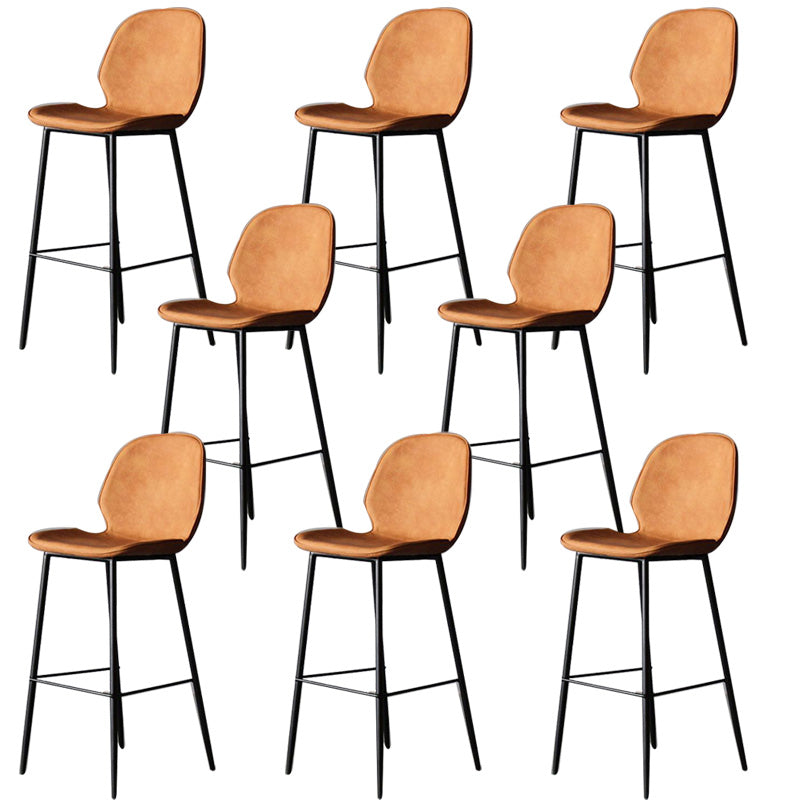 Industrial Faux Leather Bar Stool Patio Bar Stool with Metal Legs