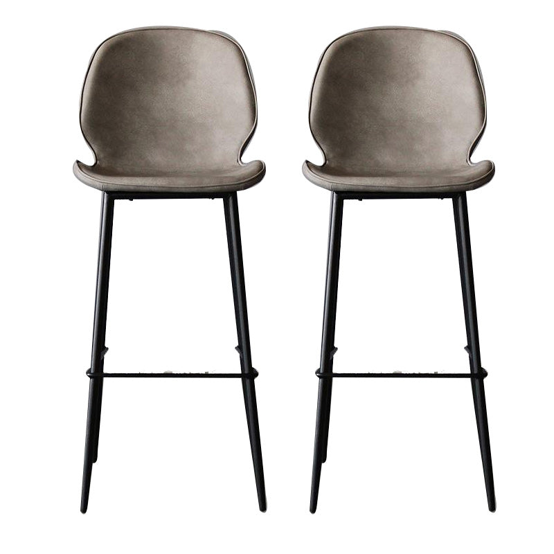 Industrial Faux Leather Bar Stool Patio Bar Stool with Metal Legs